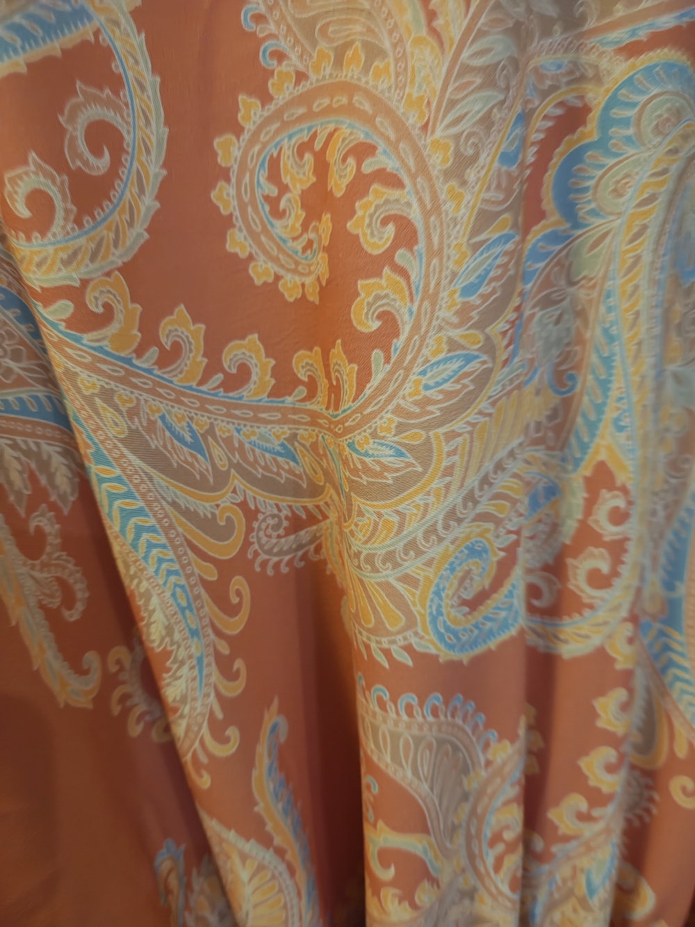 Ashley Stewart Coral and Turquoise Paisley Button Shirt - Picture 7 of 9